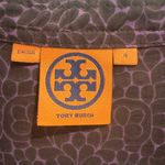 Tory Burch Sequin Bling Blouse Top Flared Sleeve Sz 4 Purple Floral Cotton Photo 2