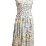 Christy Lynn Fernanda Midi Dress Linen Cross Back A Line Womens Size Medium M Blue Photo 0