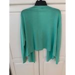 J.Jill  Women's‎ Large L Open Front Cardigan Knit Sweater Teal Green Linen Blend Photo 3