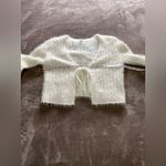 Garage  Ivory Fuzzy Tie Front Long Sleeve Sweater Cardigan Top Sz M EUC Photo 4
