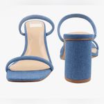 NEW Chambray High Heeled Sandal Two Strap Square Toe Slip Comfortable 10 Blue Photo 1