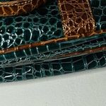 SAMANTHA Emerald Green Brown Croc Embossed Leather Three Compartment Travel Tote Photo 10