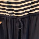 Talbots Cinch Waist Wide Leg Jumpsuit Size 8 Nautical Vibe Navy Blue Stripe Photo 1