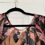 Floral Sheer Summer Cover Up Cardigan Maxi Length Resort Beach Vacation Black Photo 5