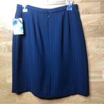Laura Scott  Blue Lined Skirt w/white pin stripes Size 10 Petite Photo 1