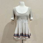 Free People Cream Fair Isle Fit and Flare Short Sleeve Knit Top Size XS Photo 2