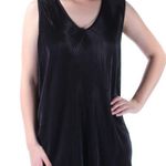 Alfani  women's L ribbed hi-low v-neck black stretch casual / formal tank top Photo 0