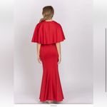 Black Halo  Cristanta Caplet Mermaid Gown Molten Red Size 10 Sleeved Satin Maxi Photo 3