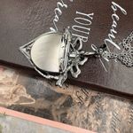 Gothic Heart Rose Pendant Necklace Brooch Combo – Y2K 2001 Silver Photo 4