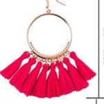 NIP LANTAI Red Bohemian Tassel Earrings Set Photo 3