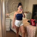 Navy Ribbed Crop Top Blue Photo 0