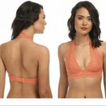 Free People  Bright Orange Lace Halter Neck Bralette Size Medium Photo 5