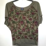 Faded Glory  Olive and Burgundy Floral Blouse Photo 0