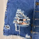 Mini skirt Distressed Denim Button Front Small Embellished Pockets Blue Size XS Photo 8