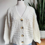 ZARA Cream Chunky Knit Cardigan Sweater – Size S – Cozy Open Weave Boho Layering Photo 0