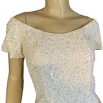 VINTAGE 1980'S HAND CRAFTED OFF WHITE SEQUINS OFF Photo 6