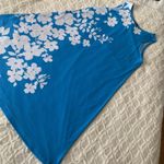 Clara Sun Woo Blue White Floral Summer Sleeveless Shift Dress Beach cruise Small Photo 0