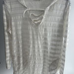 prAna  Top Womens Large Brown Striped Gauzy Hooded Pullover Tie Waist Pocket‎ Photo 0