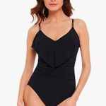 MagicSuit Solid Isabel Tummy Control Ruffle Front One Piece Swimsuit 190 Black Size 10 Photo 0