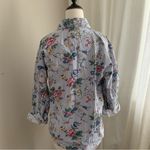 Floral Print Yellow Black Gray cotton Striped Shirt Size Medium Photo 4