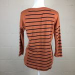 Madewell Striped Tee Hi Low Hem Burnt Orange Knit Top 3/4 Sleeve Womens Size M Size M Photo 5