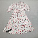 S. Deer Midi Dress Womens M White Floral Print Puff Sleeve Square Neck NWT Red Size M Photo 1