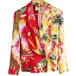 Farm Rio  Macaw Mix Tropical Print Linen Blazer Size XS Photo 0