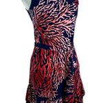 Michael Kors Michael Coral Sea Print Belted Mini Dress Ruffle Hem Navy Size XS Photo 2