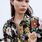 ZARA Floral Print Poplin Midi Dress Photo 3