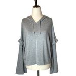 BB Dakota  Gray Drop Shoulder Ruffle Long Sleeve Pullover Hoodie‎ Size XS Photo 1