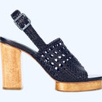 STAUD Black leather Woven Platform Sandals size 8 Photo 0