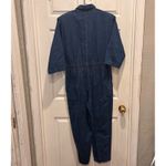 VTG IDEAS Denim Jumpsuit Women Medium Blue Wash Button Front Utility 3/4 Sleeves Photo 9