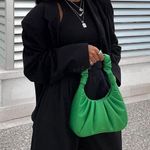 JW Pei  Gabbi Ruched Vegan Leather Shoulder Bag Purse Grass Green Photo 0