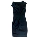 Helmut Lang  Women’s Asymmetric Hem Sleeveless Black Ruched Scuba Mini Dress Sz 2 Photo 5