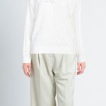 Emporio Armani White Sweater Size Medium Chevron Texture Crewneck Cotton Summer Photo 4