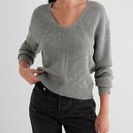 EXPRESS Relaxed Stitched V-Neck Long Sleeve Sweater small Photo 0