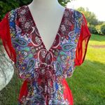 Papaya  Semi Sheer Paisley Tunic Top Photo 6