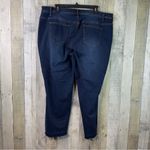 Ashley Stewart Size 20 Dark Blue Denim Jeans Raw Hem Cropped 5 Pocket Belt Loops Photo 1