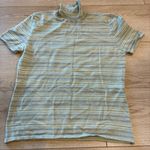 Akris  Women’s Green Blue Striped Short Sleeve Cashmere Silk Sweater Size 10 Photo 0