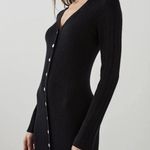 Rails NWOT Lorraine Long Sleeve Button Front Ribbed Sweater Midi Dress Black XS Photo 2