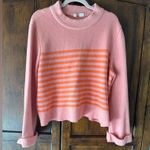 Anthropologie | Moth Orange and Pink Cowl Neck Sweater with Stripes | XL Photo 1