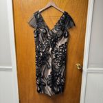 JS Collections  Soutache Short Sleeve Lace Cocktail Dress Black Nude 12 NWOT Photo 11