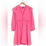 Nicole Miller  Ruffle Cold Shoulder Long Sleeve Dress Coral Camellia Rose 12 NWT Photo 2