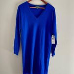 Ralph Lauren Lauren Royal Blue 100% Merino Wool V-Neck Sweater Dress NWT Size PL Photo 0