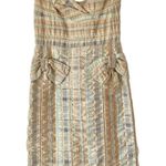 James Coviello NWTs Vintage Plaid Bow Front Pockets dress size 8 Tan Blue Green Photo 0