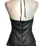 EXPRESS NWOT Silver Metallic Peplum Plunge Neck Halter Top New Photo 6
