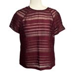 Reiss  Burgundy Sheer Stripe Top – Size US 8 (UK 12 / EU 40) Photo 2