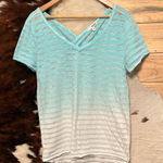 Sonoma EUC  Aqua and White Hombre Striped V-Neck Tee Photo 0
