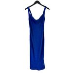 Baum & Pferdgarten Agamora Bias Cut Hammered Satin Slip Dress Bellwether Blue 32 Size XS Photo 2