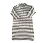 Anthropologie  WHIT Brown Ivory Funnel Neck Dress L Midi Striped Cotton Lagenlook Photo 3